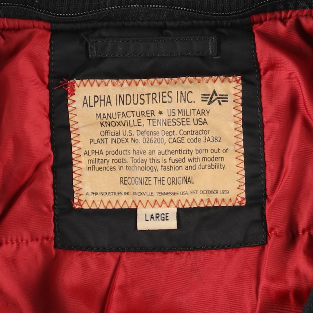 Civilian Alpha MA-1 style padded military flight jacket, men's size L Nylon black type Vintage Second Hand