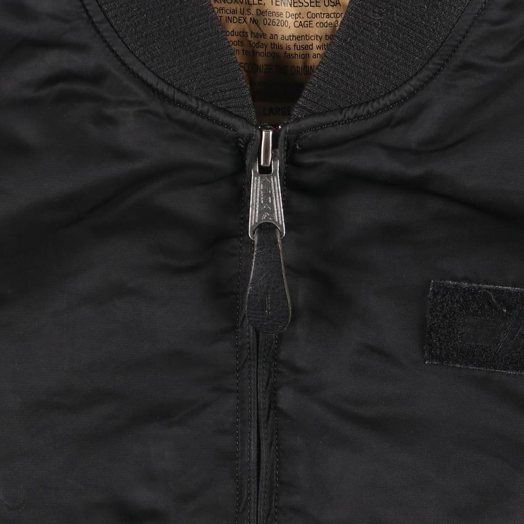 Civilian Alpha MA-1 style padded military flight jacket, men's size L Nylon black type Vintage Second Hand