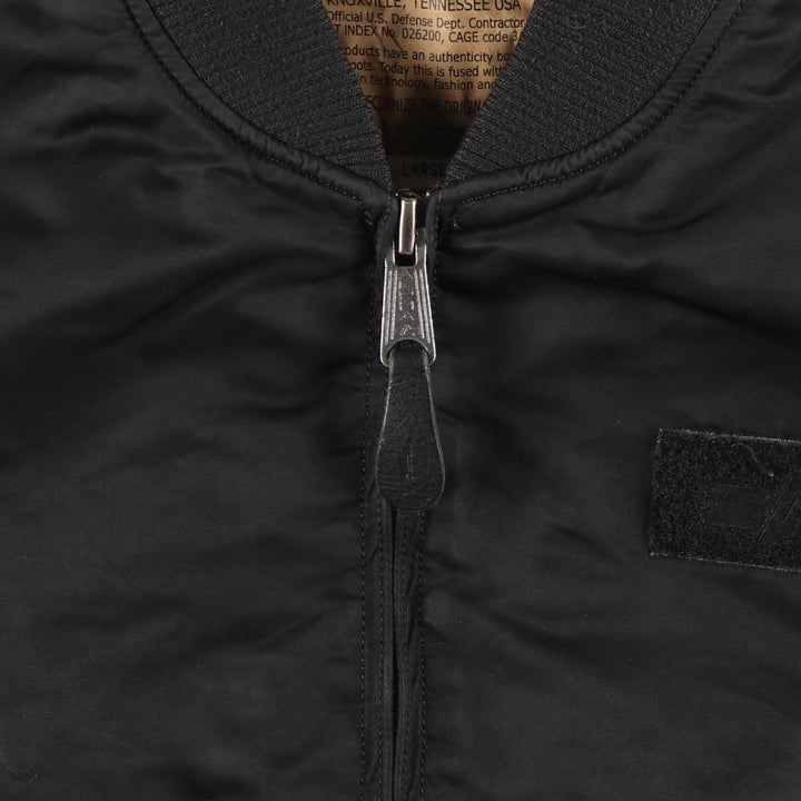 Civilian Alpha MA-1 style padded military flight jacket, men's size L Nylon black type Vintage Second Hand