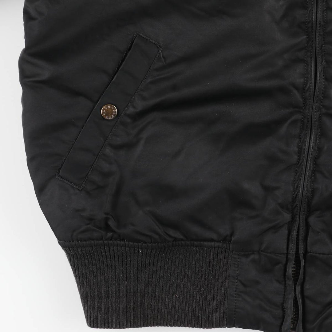 Civilian Alpha MA-1 style padded military flight jacket, men's size L Nylon black type Vintage Second Hand