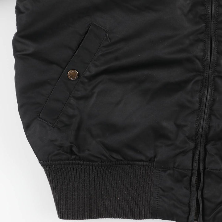 Civilian Alpha MA-1 style padded military flight jacket, men's size L Nylon black type Vintage Second Hand