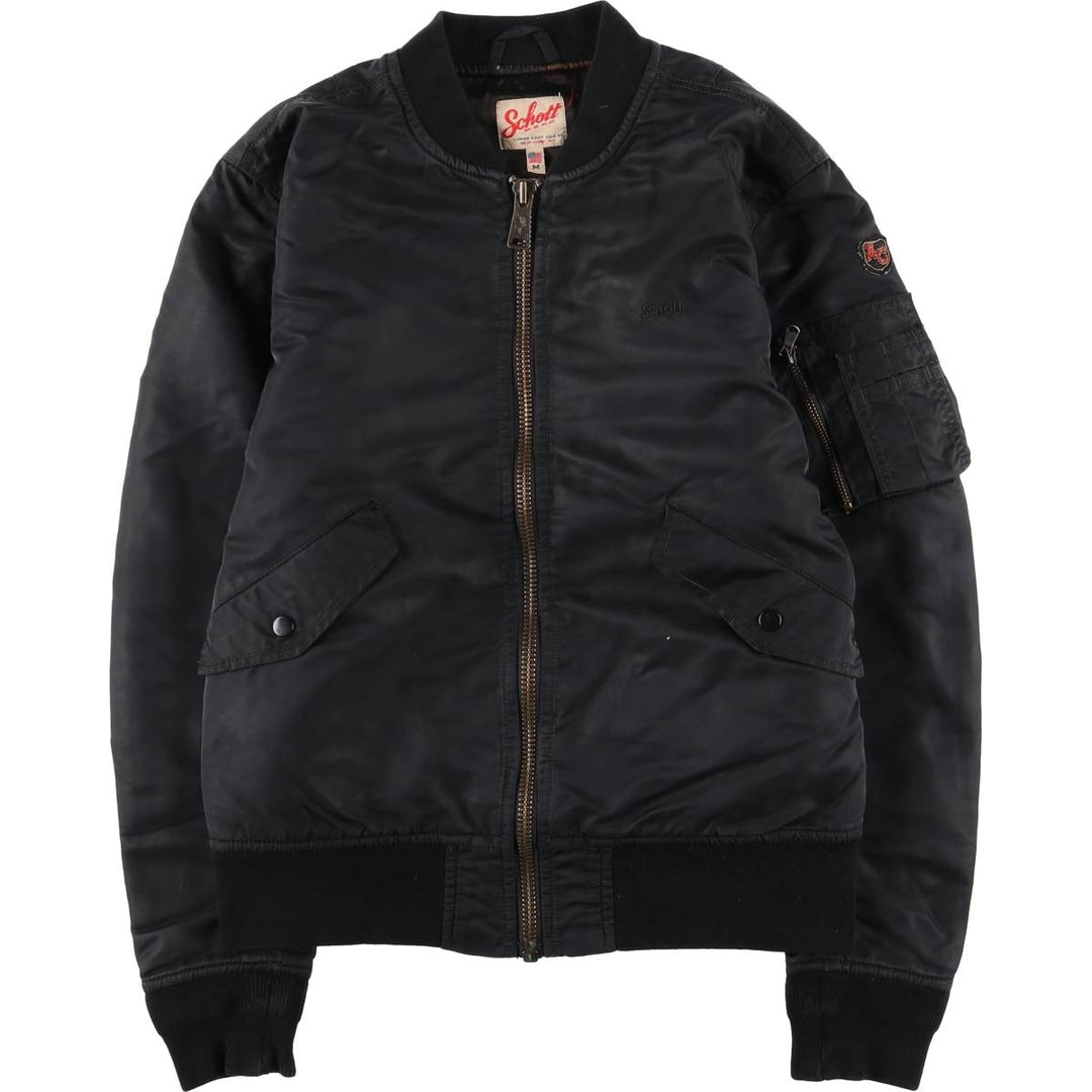 Vintage Schott American College MA-1 Military Flight Jacket, Men's Size Medium Nylon black type Vintage Second Hand