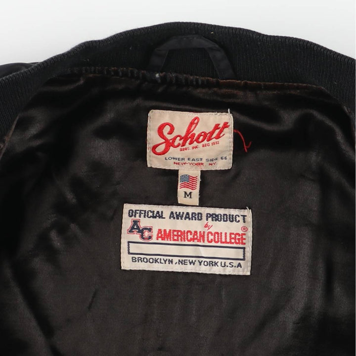 Vintage Schott American College MA-1 Military Flight Jacket, Men's Size Medium Nylon black type Vintage Second Hand