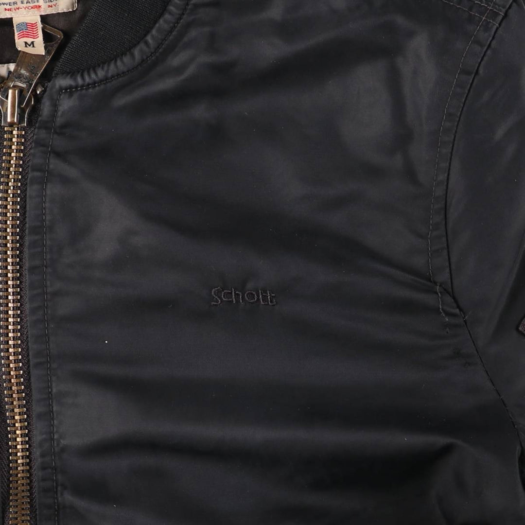 Vintage Schott American College MA-1 Military Flight Jacket, Men's Size Medium Nylon black type Vintage Second Hand