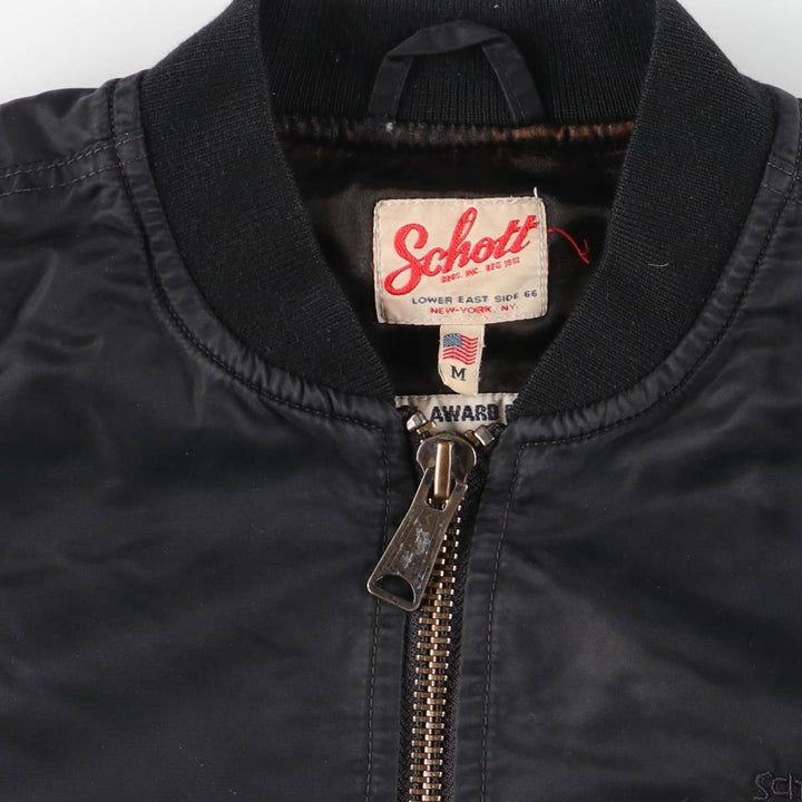 Vintage Schott American College MA-1 Military Flight Jacket, Men's Size Medium Nylon black type Vintage Second Hand