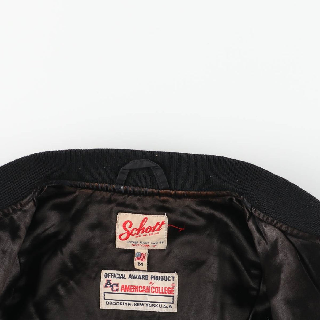 Vintage Schott American College MA-1 Military Flight Jacket, Men's Size Medium Nylon black type Vintage Second Hand