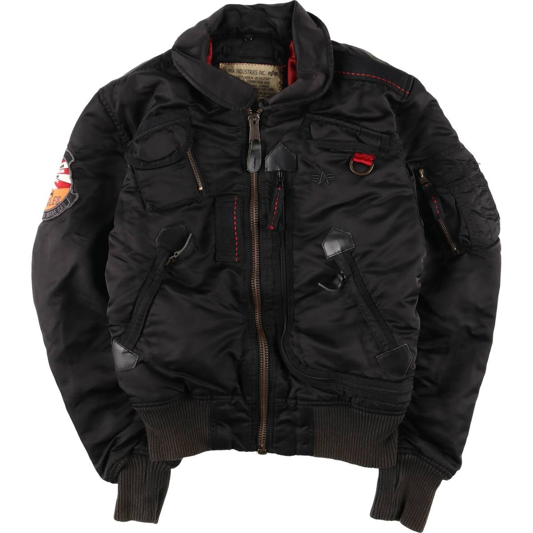 Civilian Alpha ALPHA padded military flight jacket, men's size small Nylon black type Vintage Second Hand