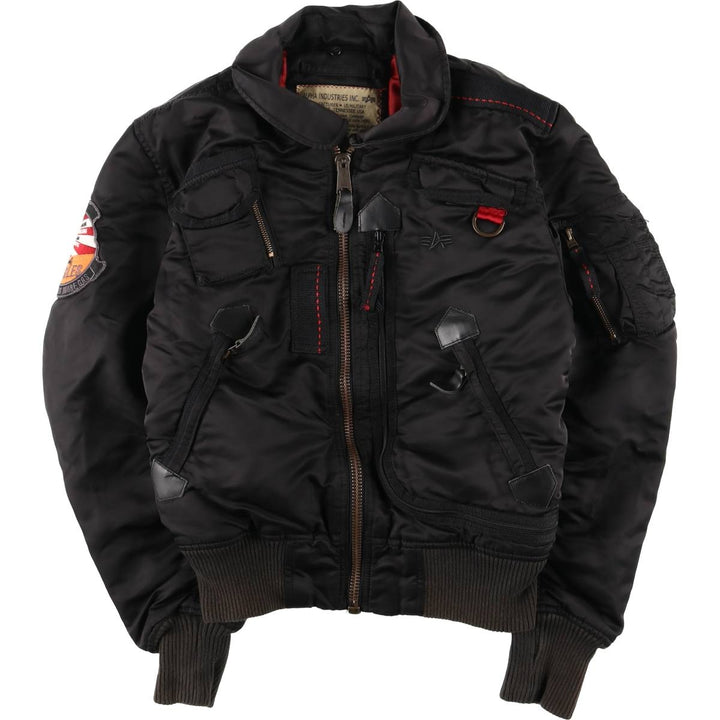 Civilian Alpha ALPHA padded military flight jacket, men's size small Nylon black type Vintage Second Hand