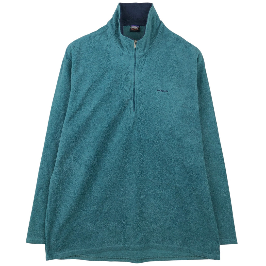 1990'S Patagonia Capilene Half-Zip Fleece Pullover, 43470F96, Made in USA, Men's XL polyester turquoise blue Vintage Second Hand
