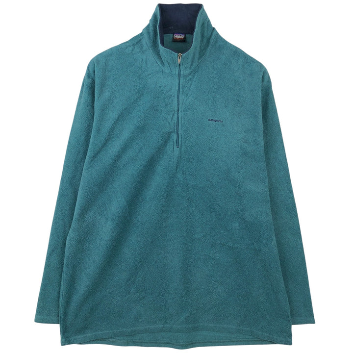 1990'S Patagonia Capilene Half-Zip Fleece Pullover, 43470F96, Made in USA, Men's XL polyester turquoise blue Vintage Second Hand