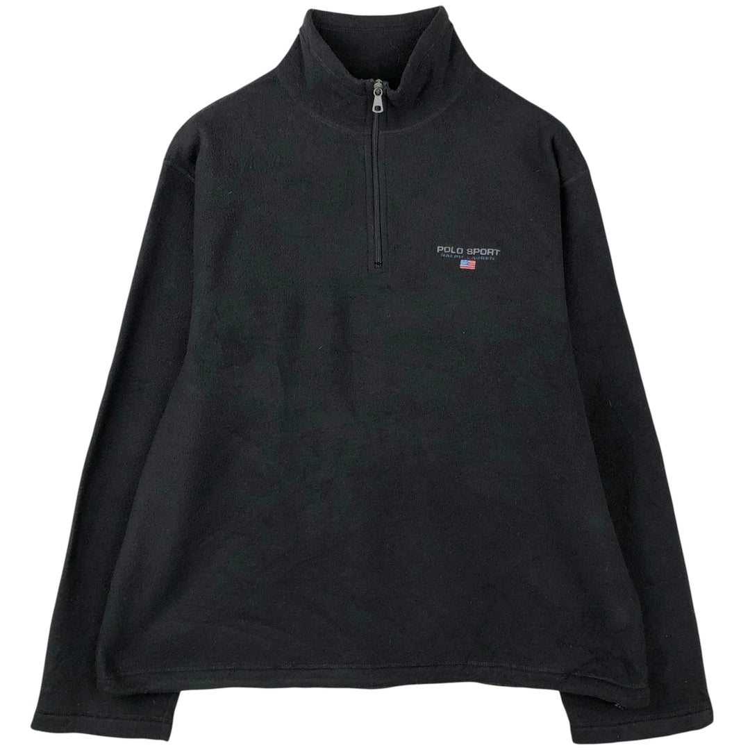 Vintage 90'S Ralph Lauren Polo Sport half-zip fleece pullover, made in the USA, men's size XL polyester black type Vintage Second Hand