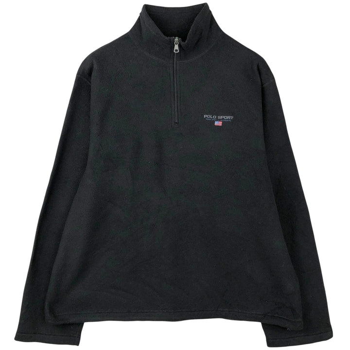 Vintage 90'S Ralph Lauren Polo Sport half-zip fleece pullover, made in the USA, men's size XL polyester black type Vintage Second Hand