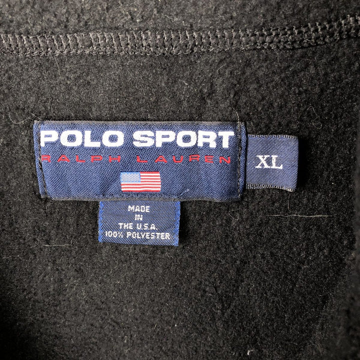 Vintage 90'S Ralph Lauren Polo Sport half-zip fleece pullover, made in the USA, men's size XL polyester black type Vintage Second Hand