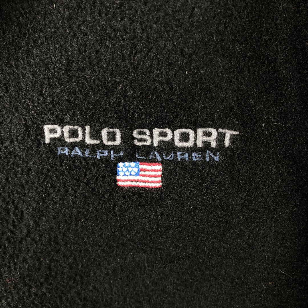 Vintage 90'S Ralph Lauren Polo Sport half-zip fleece pullover, made in the USA, men's size XL polyester black type Vintage Second Hand