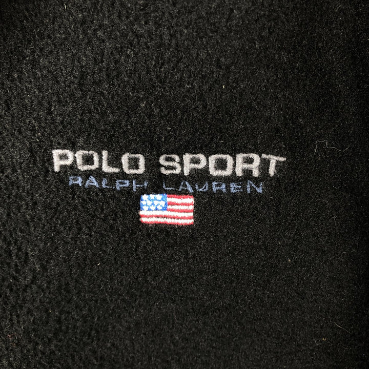 Vintage 90'S Ralph Lauren Polo Sport half-zip fleece pullover, made in the USA, men's size XL polyester black type Vintage Second Hand