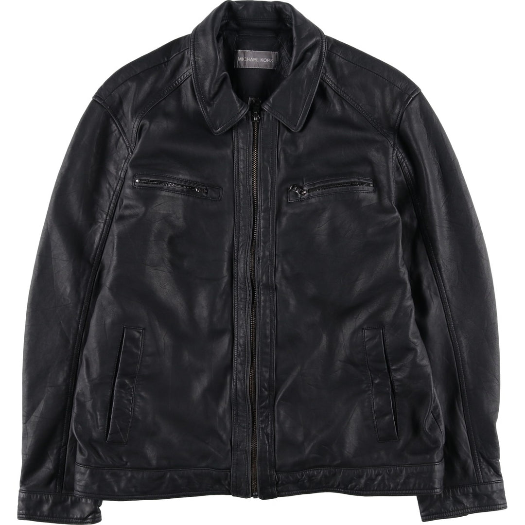 Michael Kors Leather Sports Jacket, Men's XL genuine leather black type Vintage Second Hand