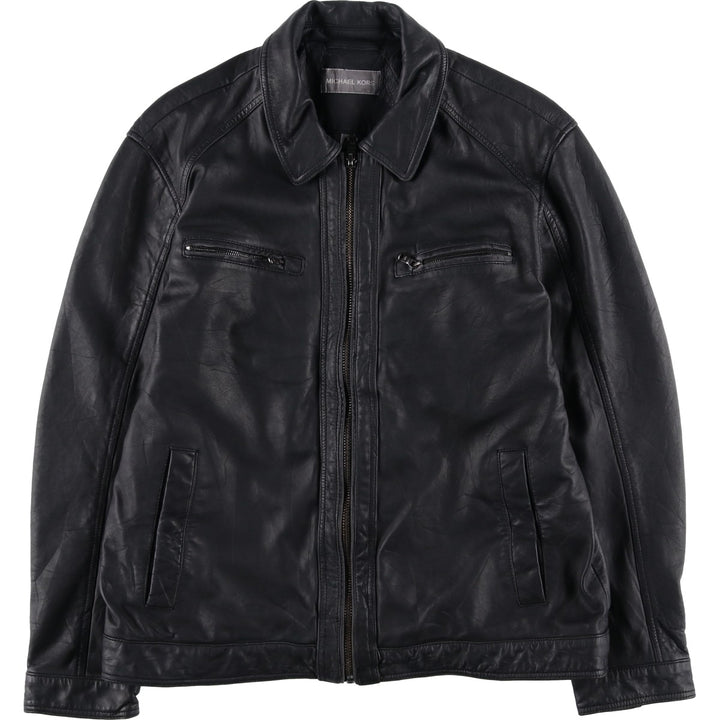 Michael Kors Leather Sports Jacket, Men's XL genuine leather black type Vintage Second Hand
