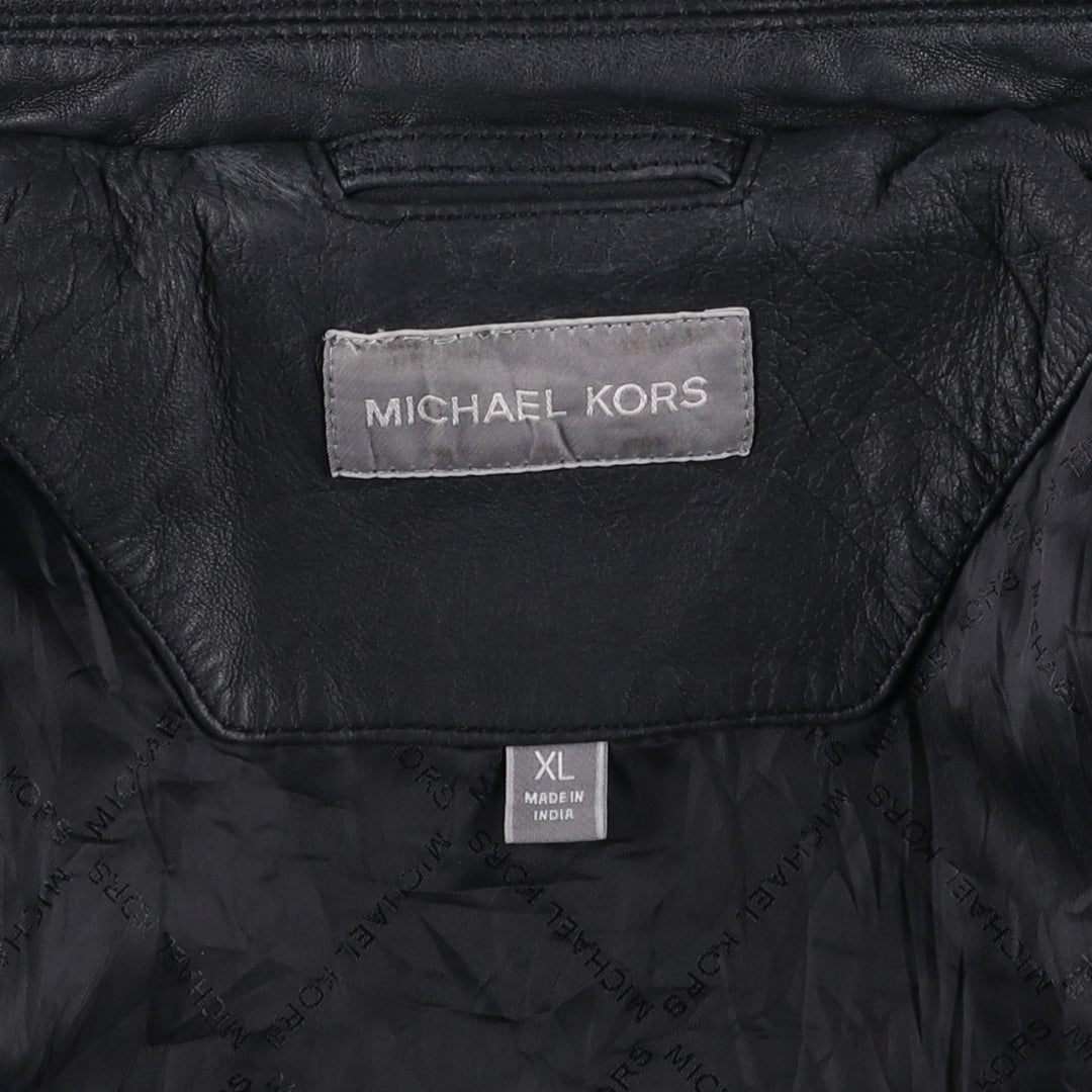 Michael Kors Leather Sports Jacket, Men's XL genuine leather black type Vintage Second Hand
