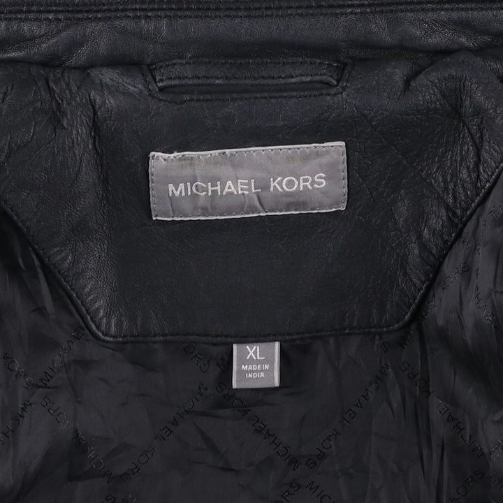Michael Kors Leather Sports Jacket, Men's XL genuine leather black type Vintage Second Hand