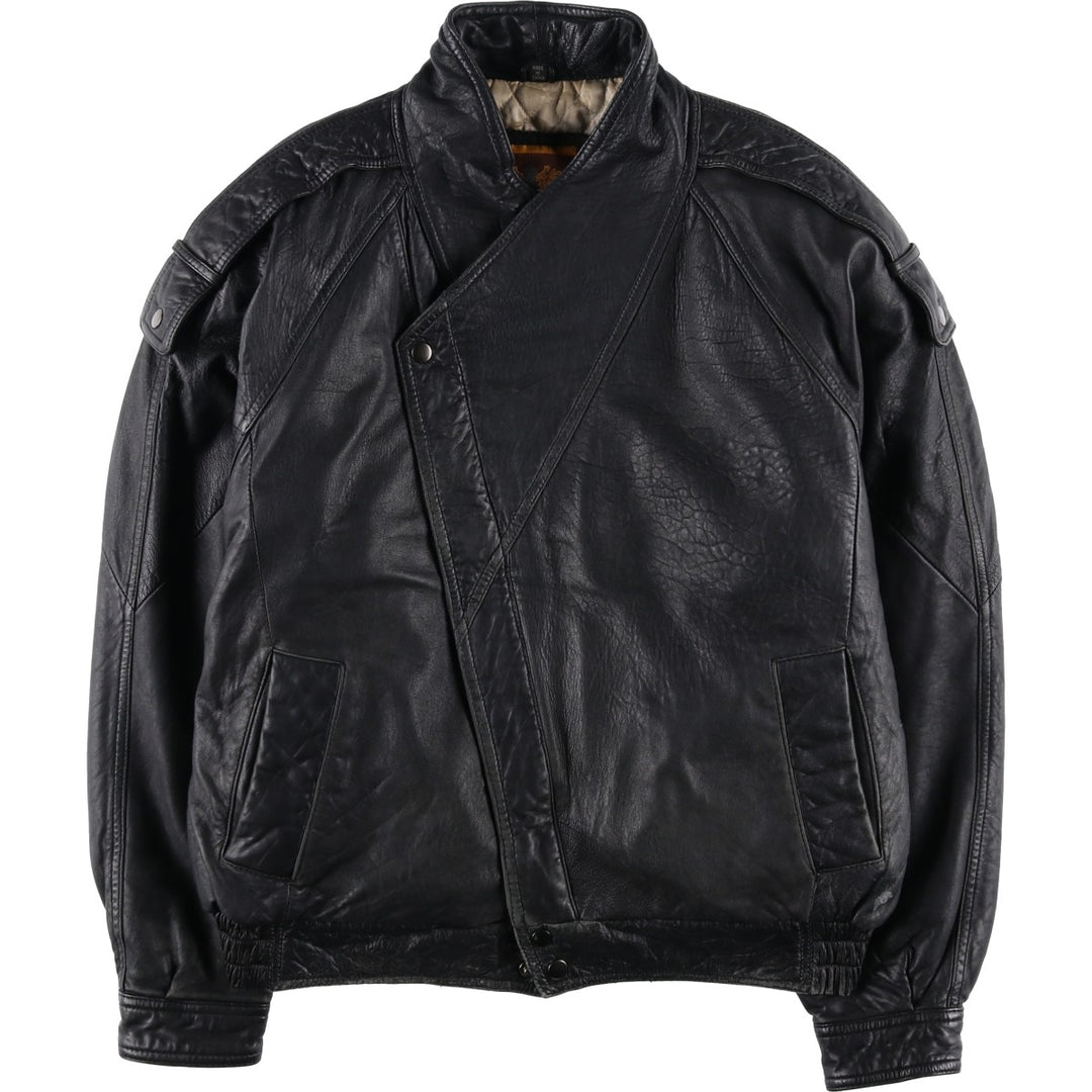 IOU Padded Leather Blouson, Men's Size L genuine leather black type Vintage Second Hand