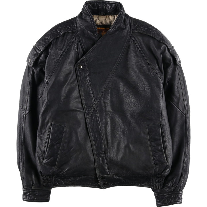 IOU Padded Leather Blouson, Men's Size L genuine leather black type Vintage Second Hand
