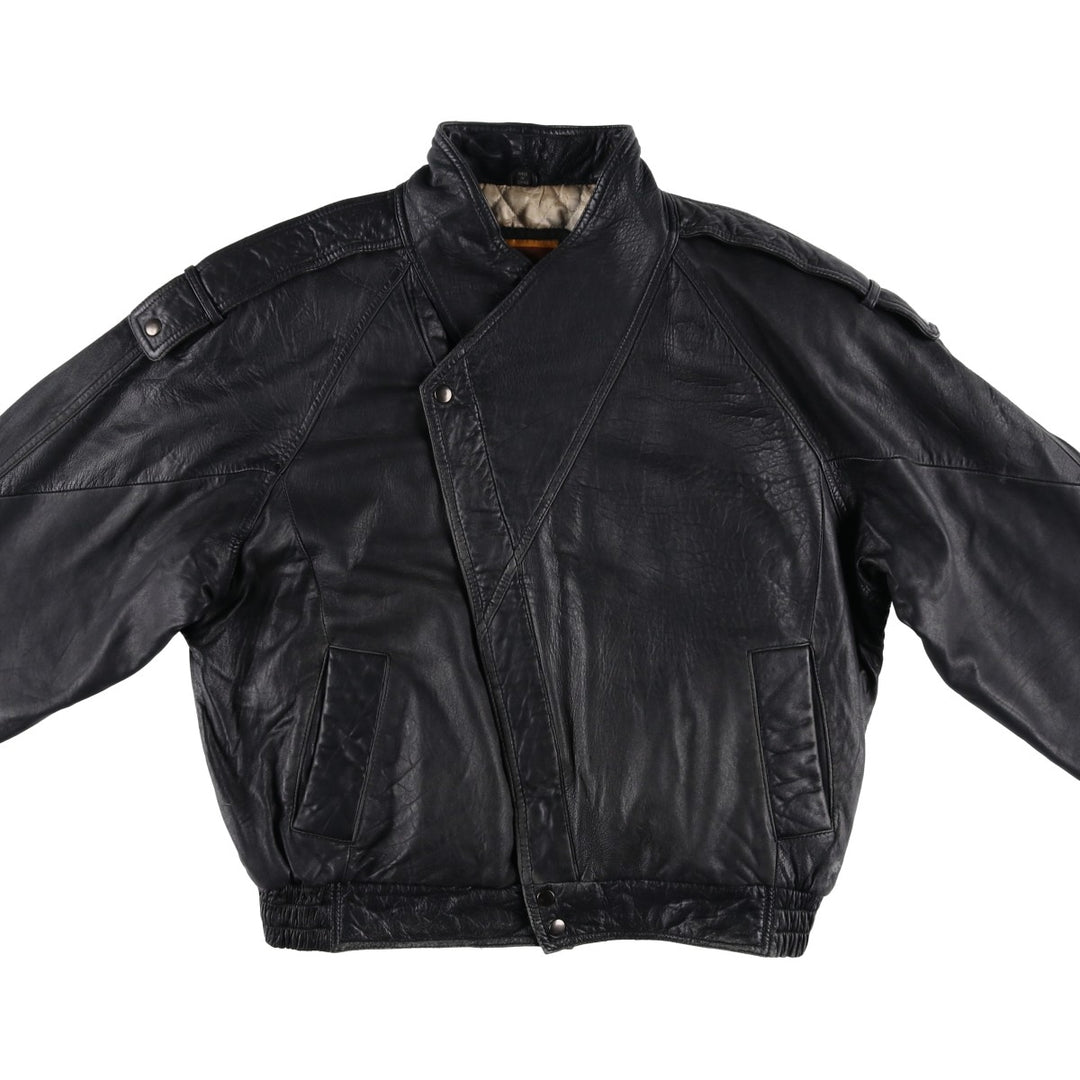 IOU Padded Leather Blouson, Men's Size L genuine leather black type Vintage Second Hand