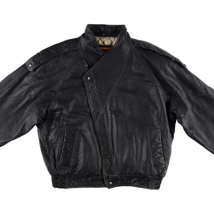 IOU Padded Leather Blouson, Men's Size L genuine leather black type Vintage Second Hand
