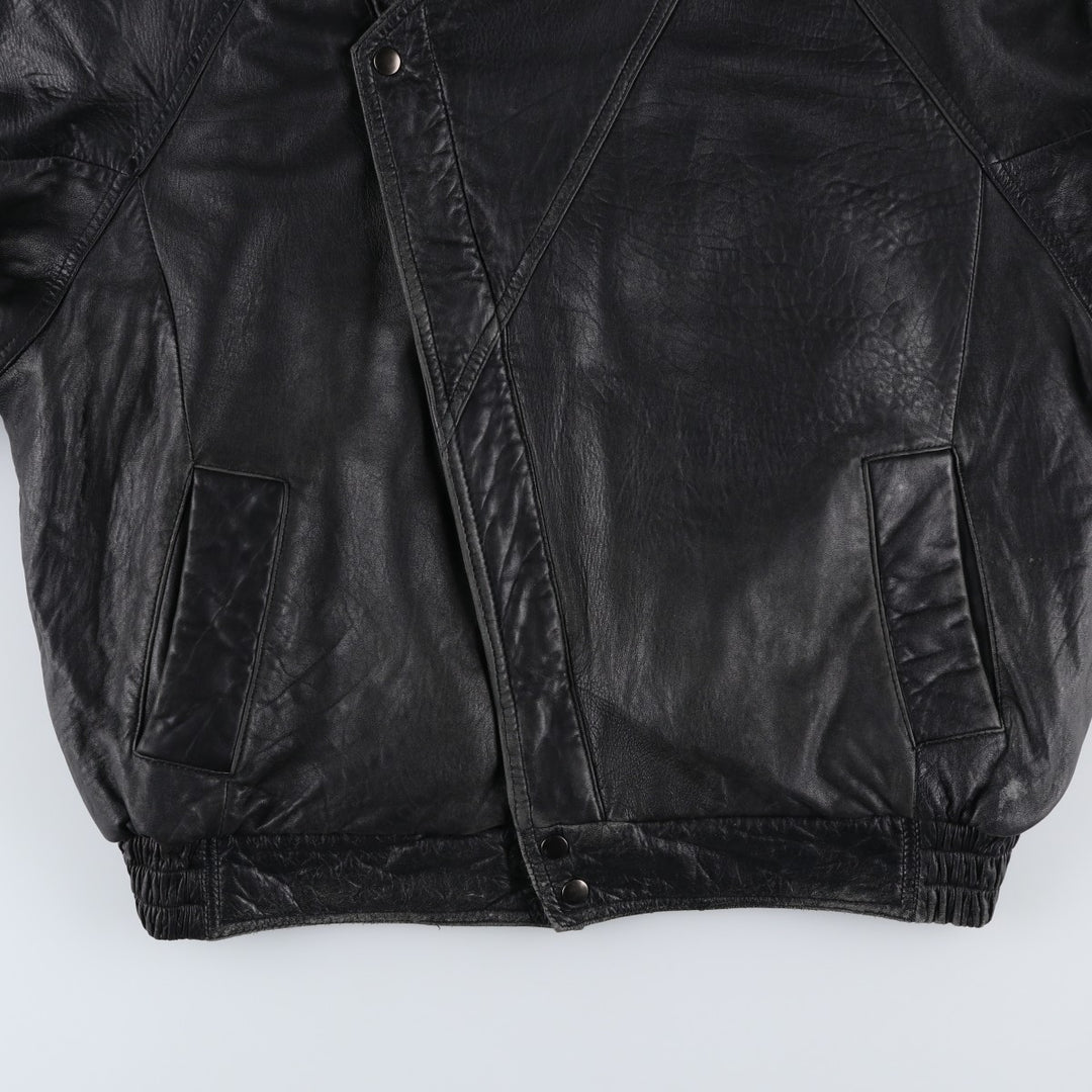 IOU Padded Leather Blouson, Men's Size L genuine leather black type Vintage Second Hand