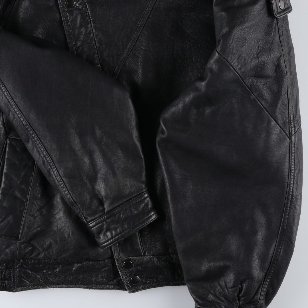 IOU Padded Leather Blouson, Men's Size L genuine leather black type Vintage Second Hand