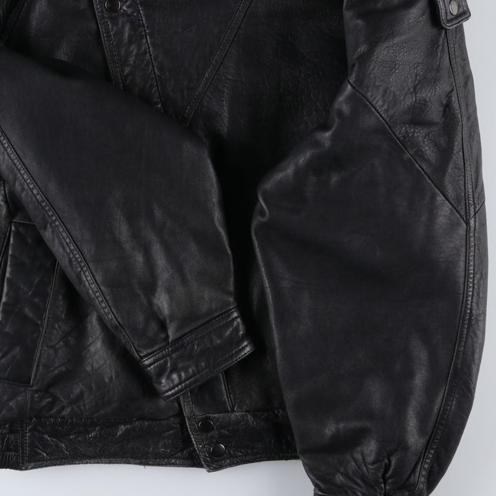 IOU Padded Leather Blouson, Men's Size L genuine leather black type Vintage Second Hand