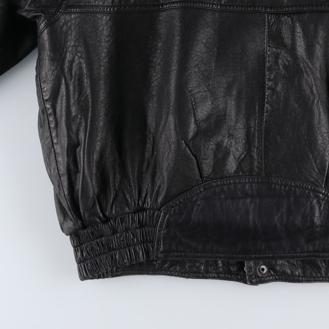 IOU Padded Leather Blouson, Men's Size L genuine leather black type Vintage Second Hand