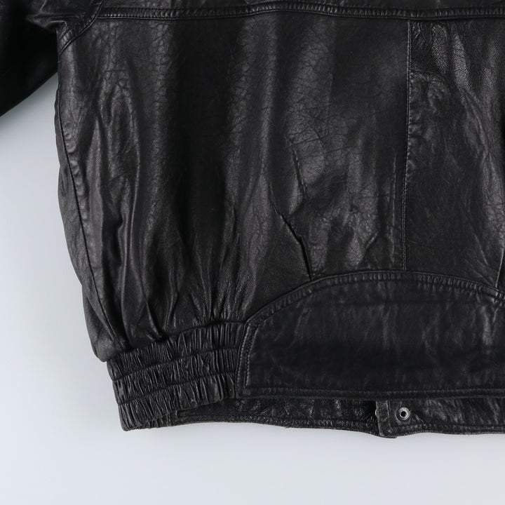 IOU Padded Leather Blouson, Men's Size L genuine leather black type Vintage Second Hand