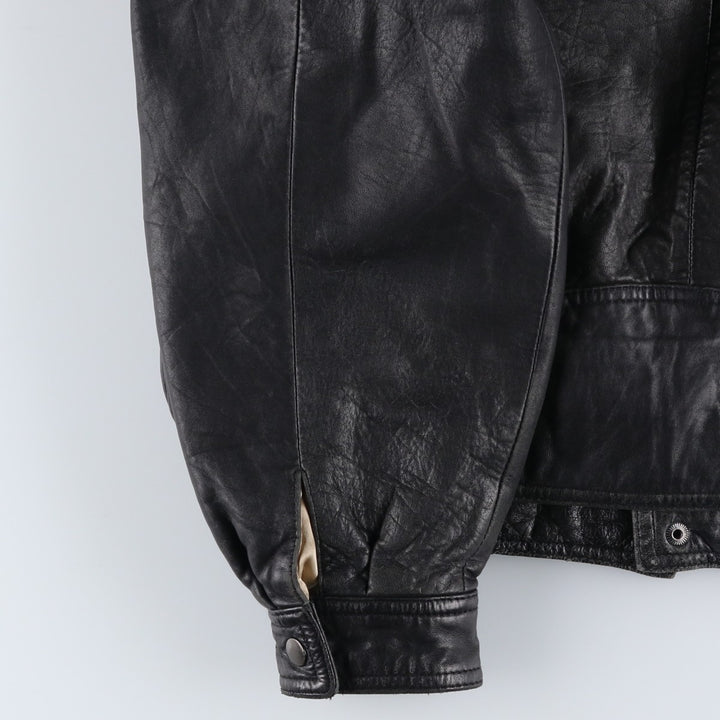 IOU Padded Leather Blouson, Men's Size L genuine leather black type Vintage Second Hand