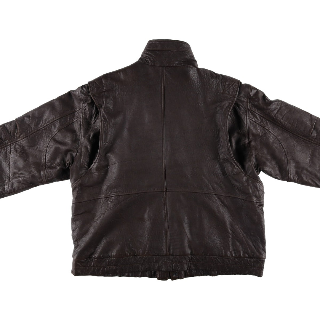 JOHN ASHFORD padded leather jacket, men's size XL genuine leather brown type Vintage Second Hand
