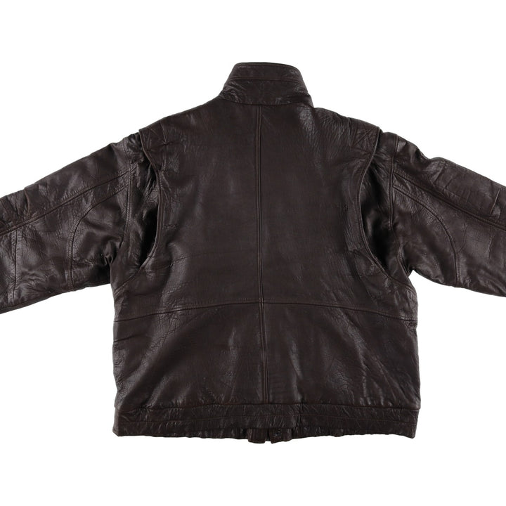 JOHN ASHFORD padded leather jacket, men's size XL genuine leather brown type Vintage Second Hand