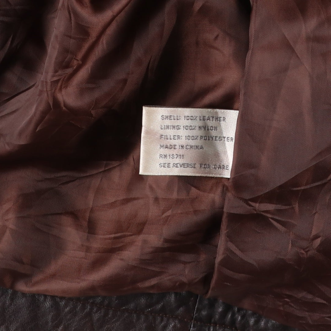 JOHN ASHFORD padded leather jacket, men's size XL genuine leather brown type Vintage Second Hand