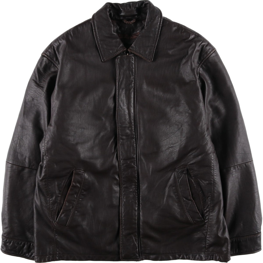 JOS.A.BANK Padded Leather Blouson, Men's Size L genuine leather brown type Vintage Second Hand