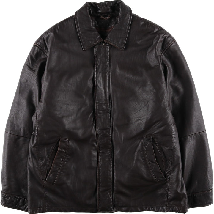 JOS.A.BANK Padded Leather Blouson, Men's Size L genuine leather brown type Vintage Second Hand