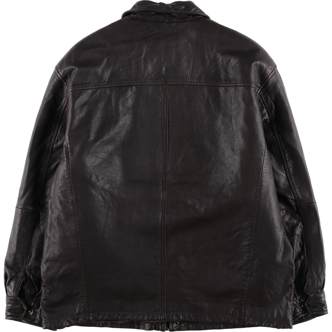 JOS.A.BANK Padded Leather Blouson, Men's Size L genuine leather brown type Vintage Second Hand
