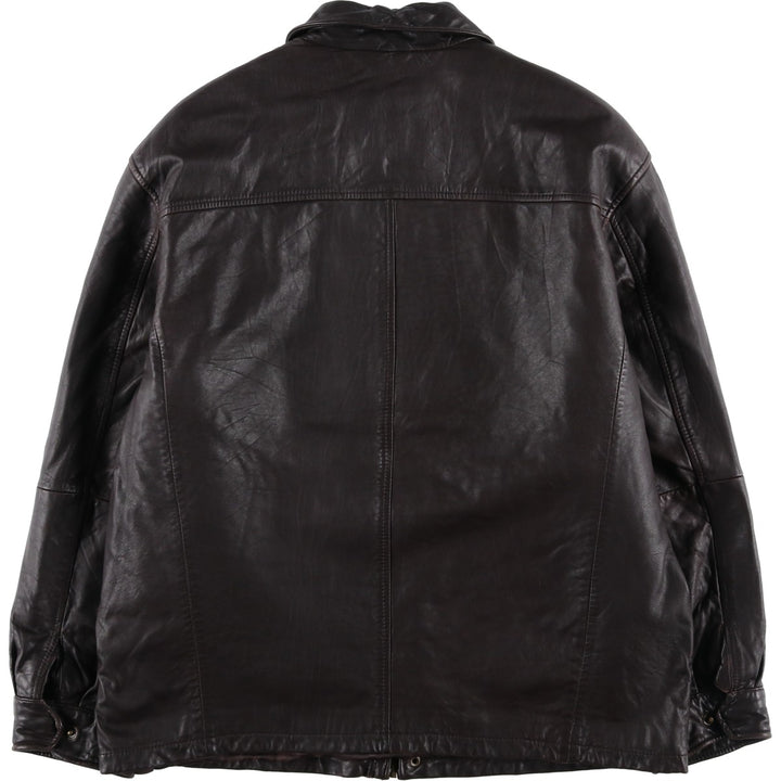 JOS.A.BANK Padded Leather Blouson, Men's Size L genuine leather brown type Vintage Second Hand