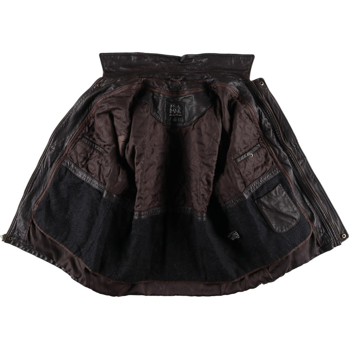JOS.A.BANK Padded Leather Blouson, Men's Size L genuine leather brown type Vintage Second Hand