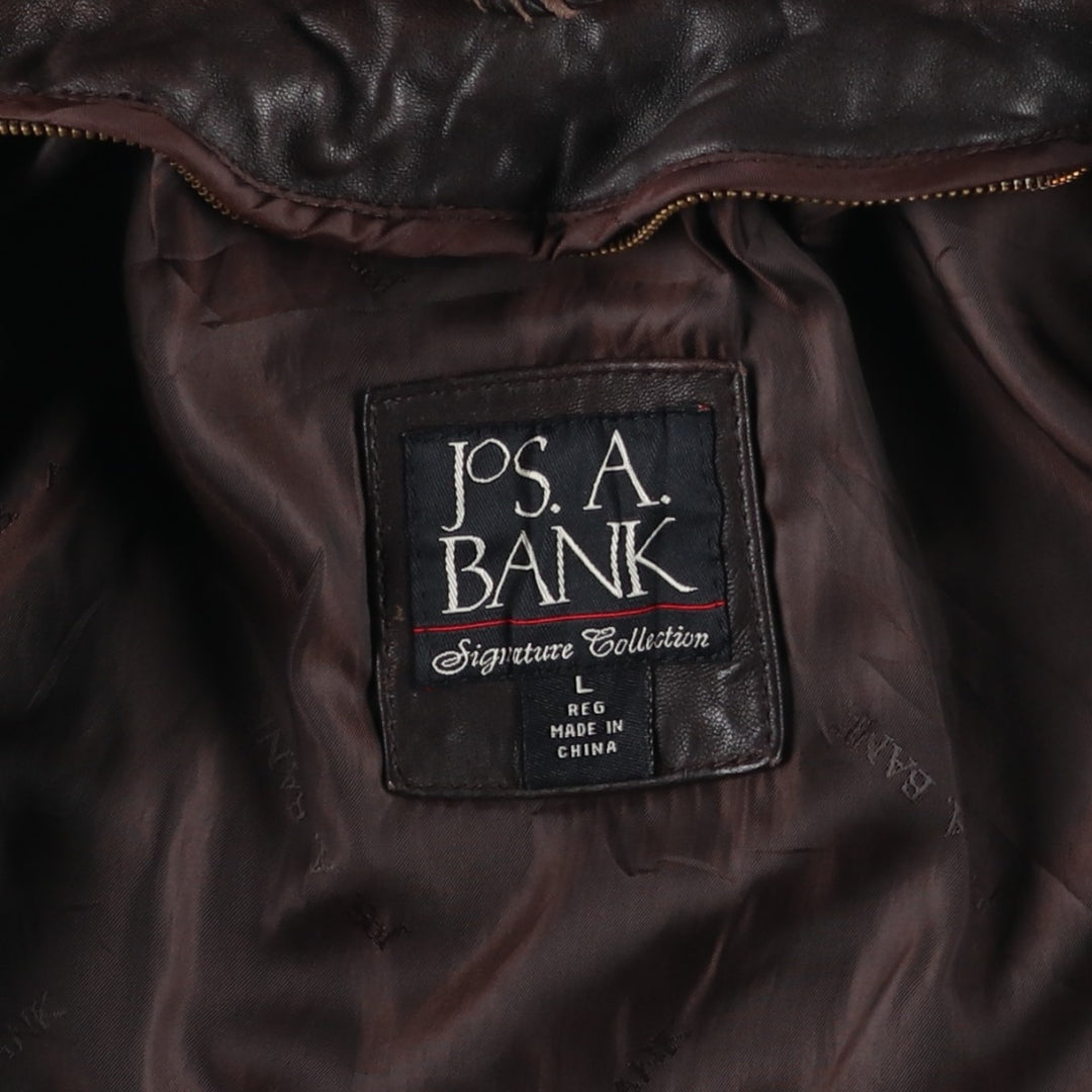 JOS.A.BANK Padded Leather Blouson, Men's Size L genuine leather brown type Vintage Second Hand