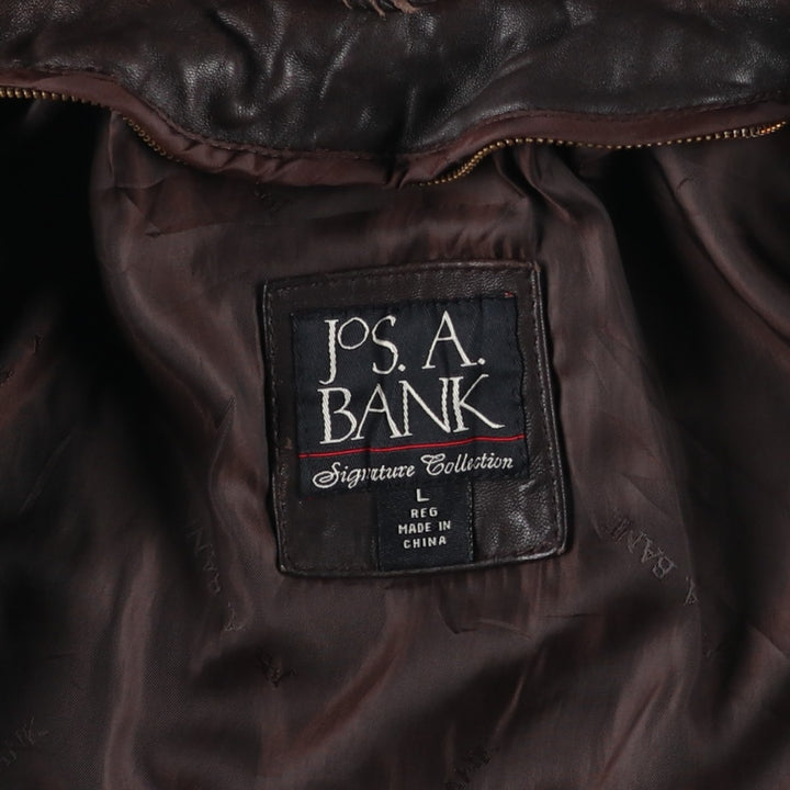 JOS.A.BANK Padded Leather Blouson, Men's Size L genuine leather brown type Vintage Second Hand
