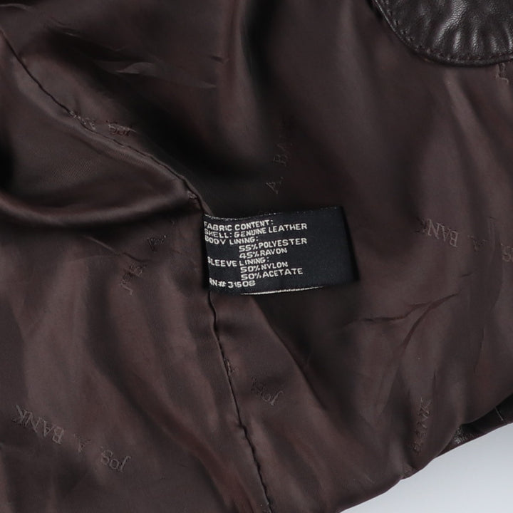 JOS.A.BANK Padded Leather Blouson, Men's Size L genuine leather brown type Vintage Second Hand