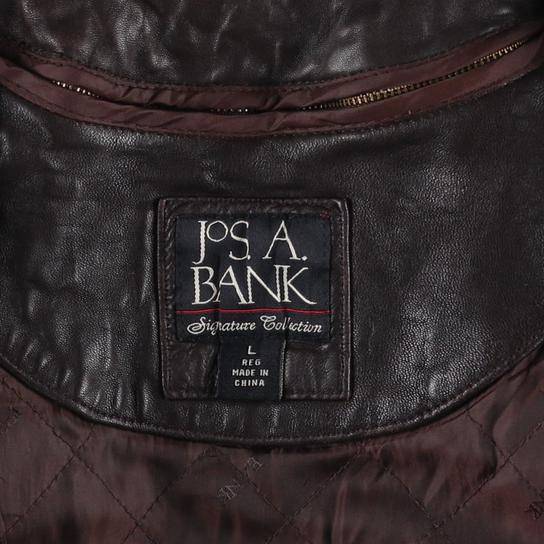 JOS.A.BANK Padded Leather Blouson, Men's Size L genuine leather brown type Vintage Second Hand