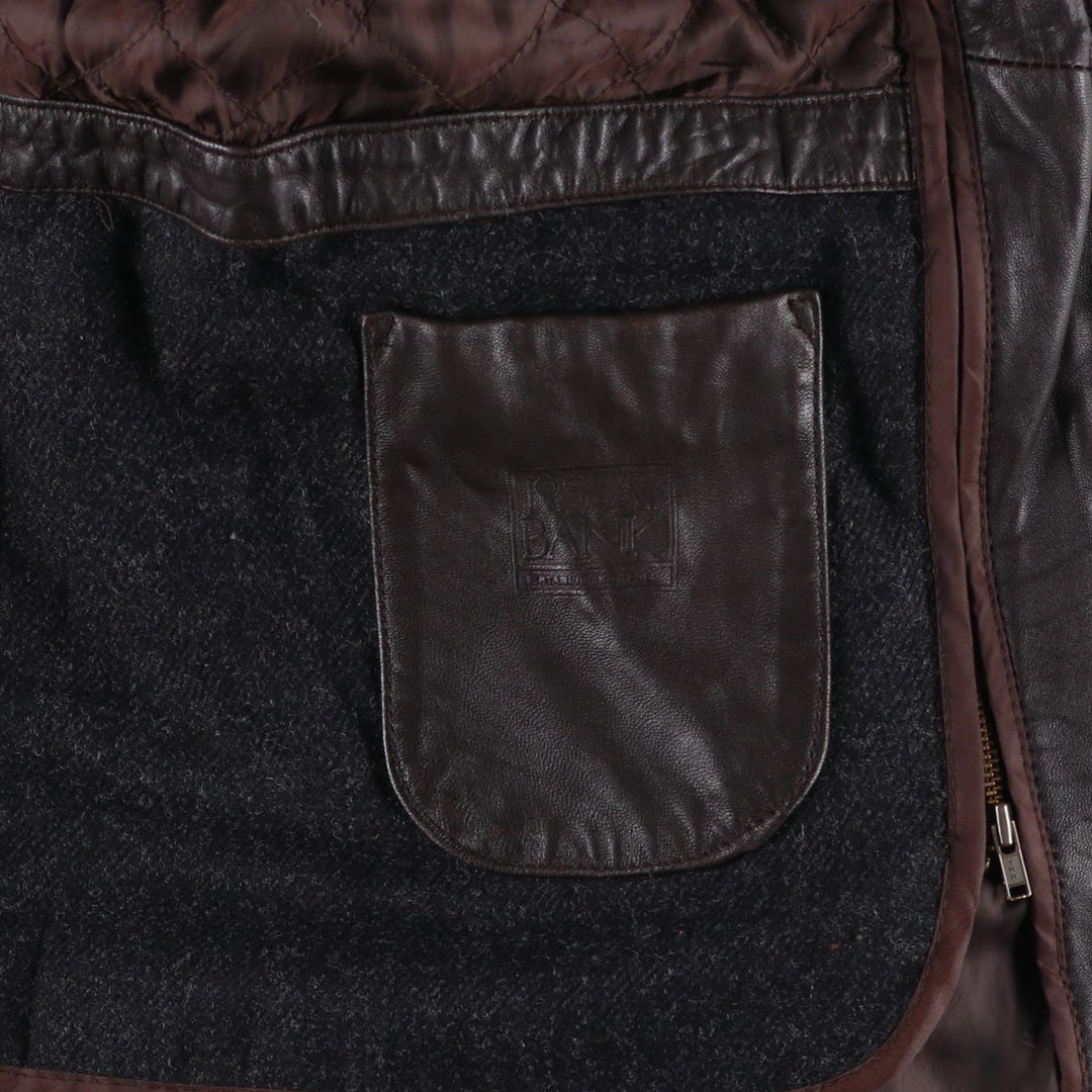 JOS.A.BANK Padded Leather Blouson, Men's Size L genuine leather brown type Vintage Second Hand