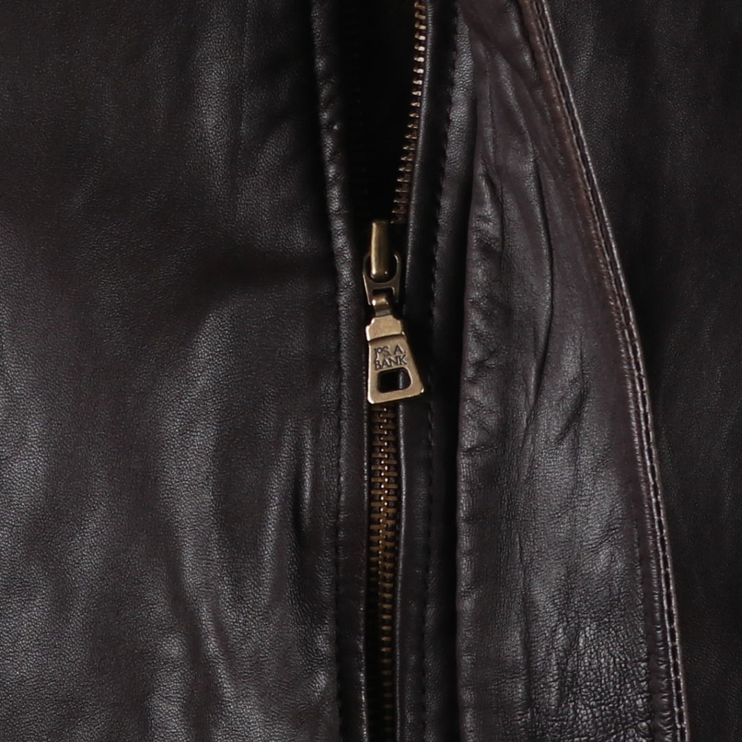 JOS.A.BANK Padded Leather Blouson, Men's Size L genuine leather brown type Vintage Second Hand