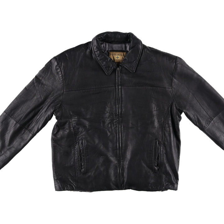 Boston Harbor Padded Swing-Top Leather Blouson, Men's Size L genuine leather black type Vintage Second Hand