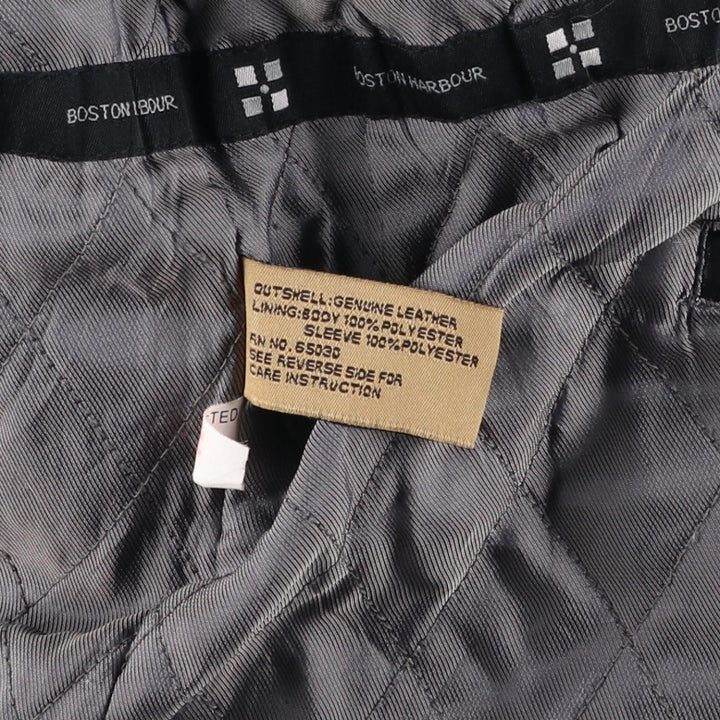 Boston Harbor Padded Swing-Top Leather Blouson, Men's Size L genuine leather black type Vintage Second Hand