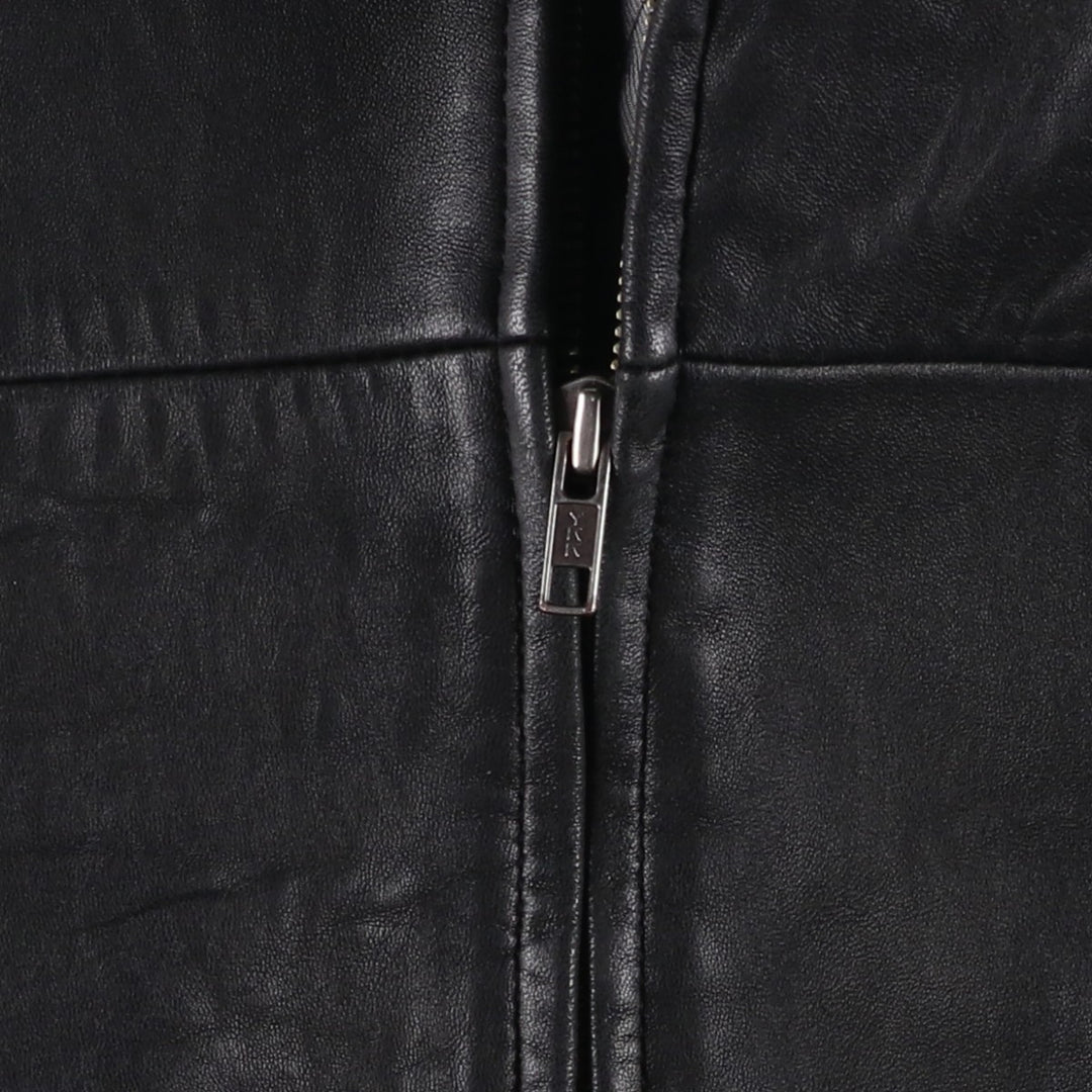 Boston Harbor Padded Swing-Top Leather Blouson, Men's Size L genuine leather black type Vintage Second Hand